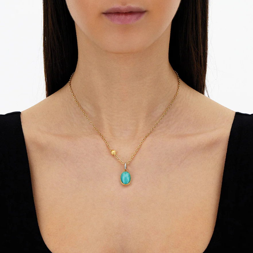 Nanis Muse Boule Amazonite Pendant in Gold with Diamonds (Medium) PS5-609 orsini fine jewellery