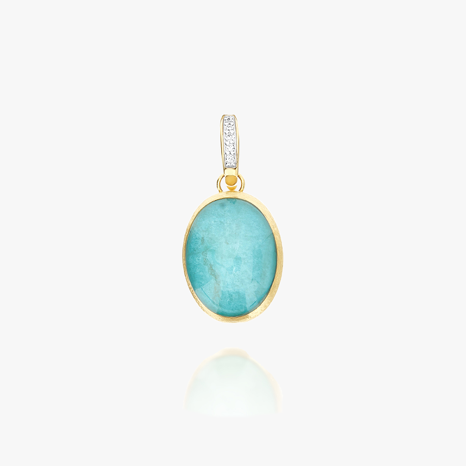 Nanis Muse Boule Amazonite Pendant in Gold with Diamonds (Medium)