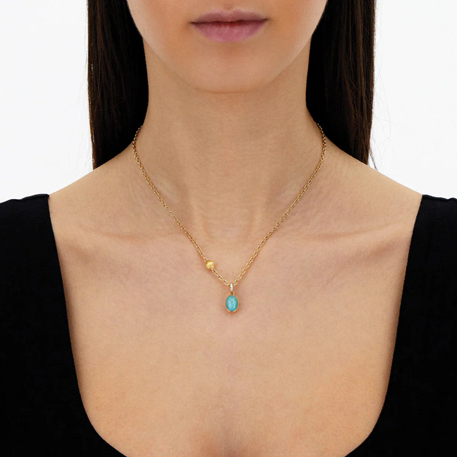 Nanis Muse Boule Amazonite Pendant in Gold with Diamonds