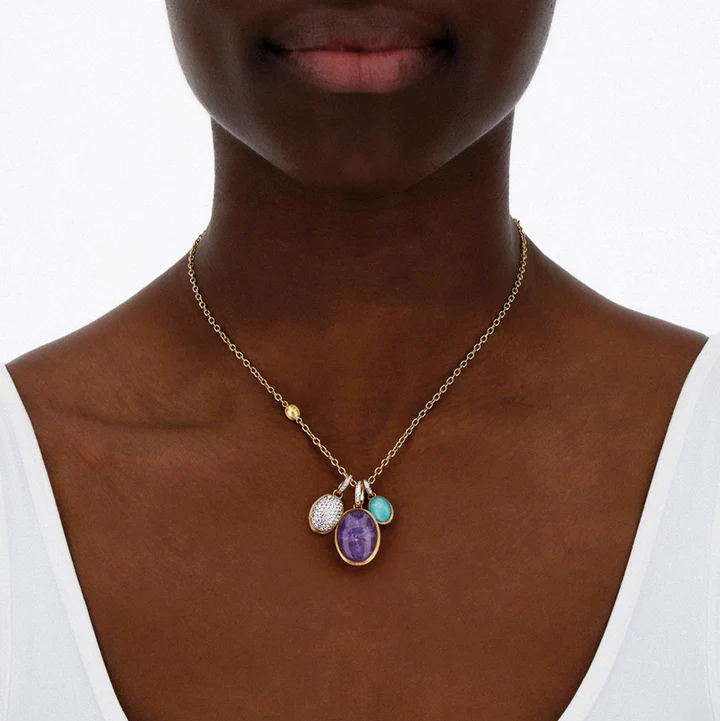 Nanis Muse Boule Amazonite Pendant in Gold with Diamonds Orsini Fine Jewellery