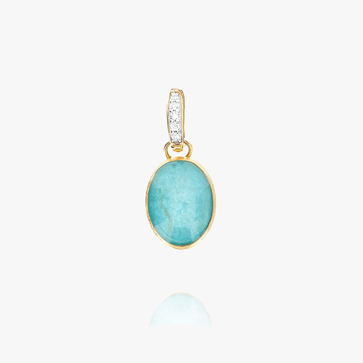 Nanis Muse Boule Amazonite Pendant in Gold with Diamonds (Small) PS1-609 IN