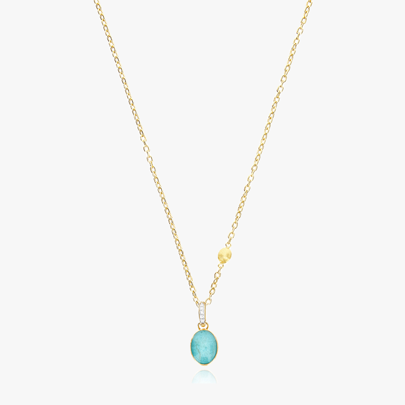 Nanis Muse Boule Amazonite Pendant in Gold with Diamonds (Small) PS1-609 IN on chain
