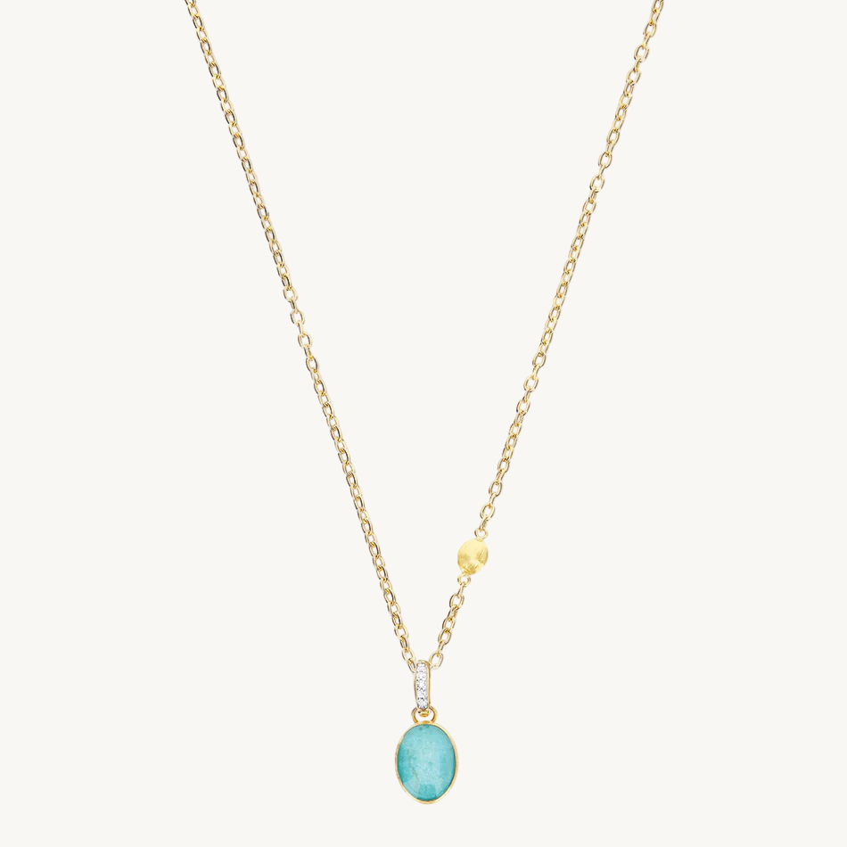 Nanis Muse Boule Amazonite Pendant in Gold with Diamonds (Small)