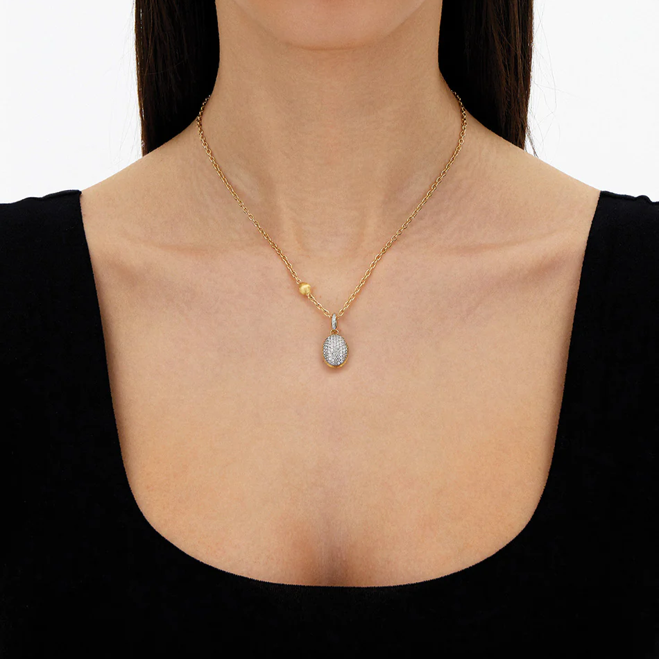 Nanis Muse Boule Diamond Pave Pendant in Gold Necklace