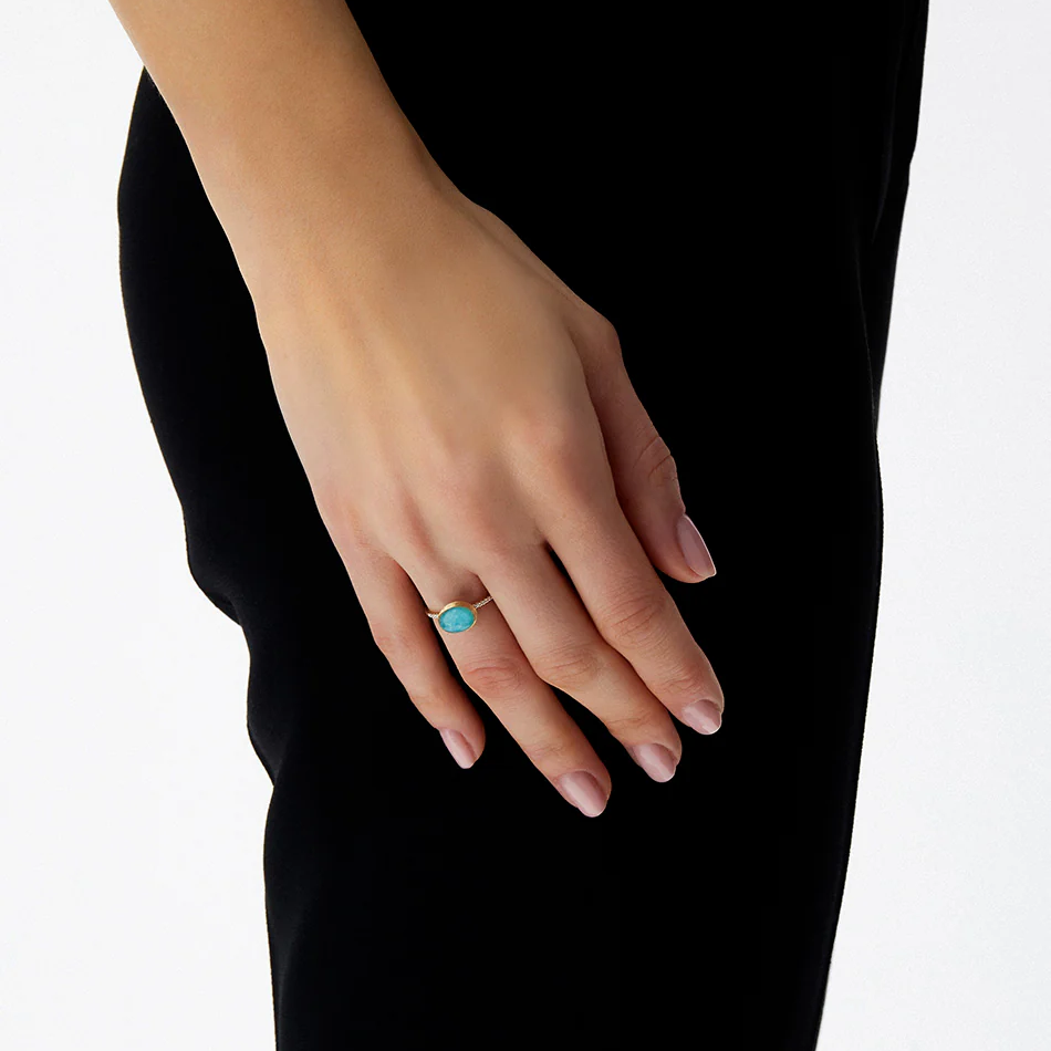 Nanis Muse Boule Gold and Amazonite Gemstone Ring with Diamonds (Small)