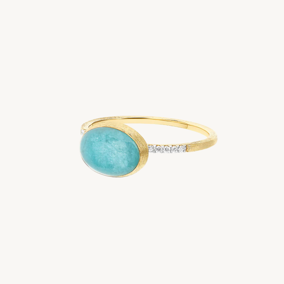 Nanis Muse Boule Gold and Amazonite Gemstone Ring with Diamonds (Small) AS1-609 orsini