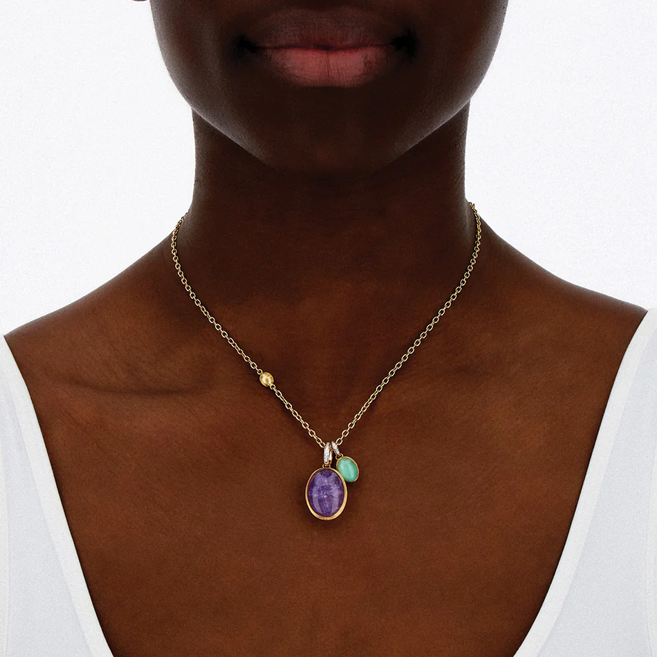 Nanis Muse Boule Jadeite Pendant in Gold with Diamonds (Small) PS4-609 Italian jewellery