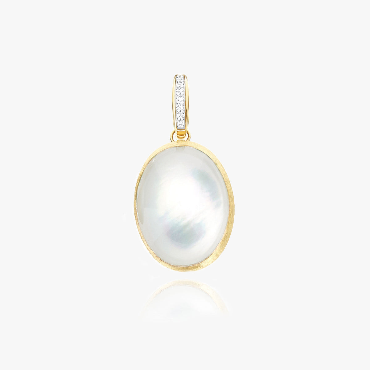 Nanis Muse Boule Mother of Pearl Pendant in Gold with Diamonds - Large