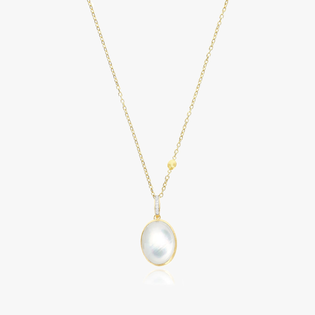 Nanis Muse Boule Mother of Pearl Pendant in Gold with Diamonds - Large Orsini