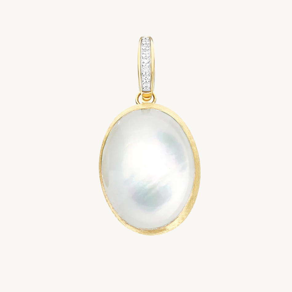 Nanis Muse Boule Mother of Pearl Pendant in Gold with Diamond Pendant (Large)