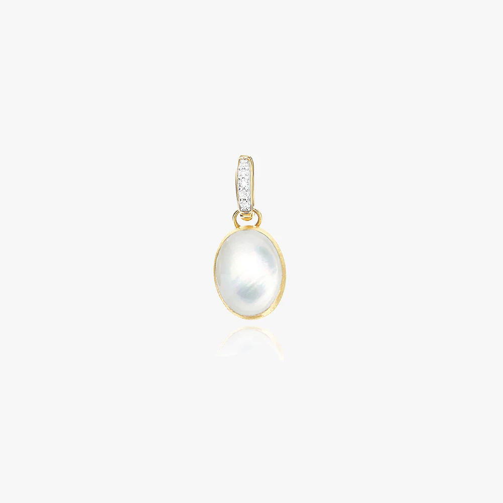 Dolcevita “Boules” charm in engraved gold, diamonds, mother-of-pearl and rock crystal (small)