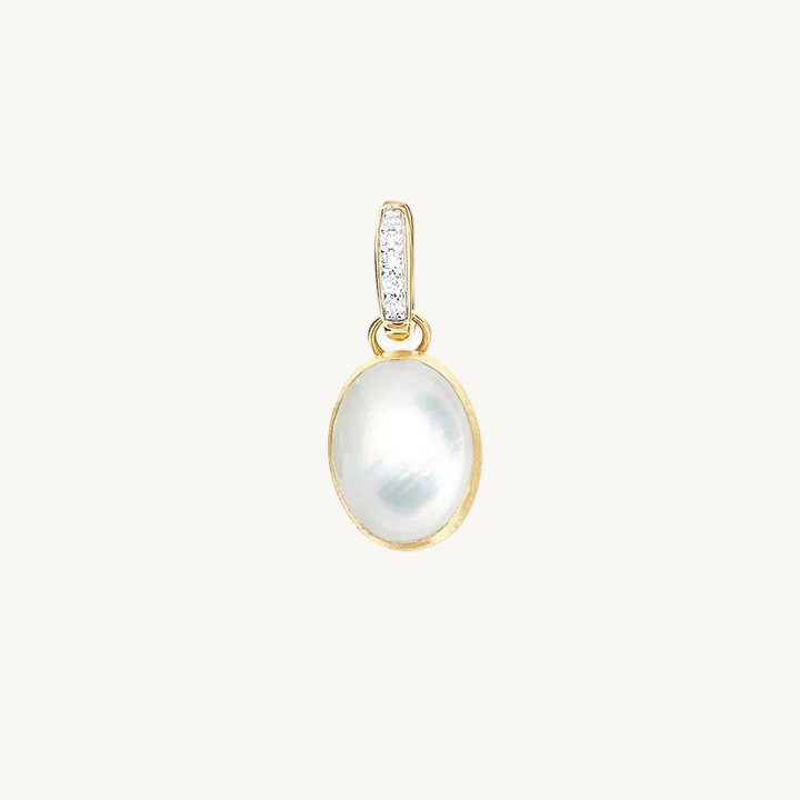 Nanis Muse Boule Mother of Pearl Pendant in Gold with Diamonds (Small)