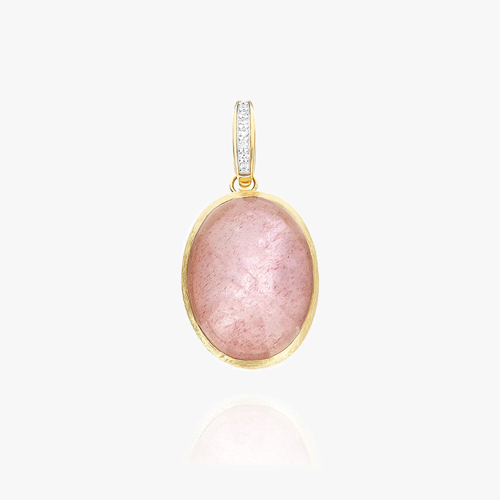 Nanis Boules Strawberry Quartz & Diamond Pendant (Large)