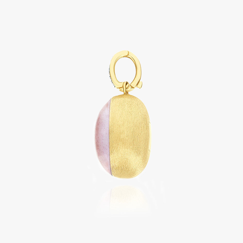 Nanis Muse Boule Pink Quartz Pendant in Gold with Diamonds (Large)