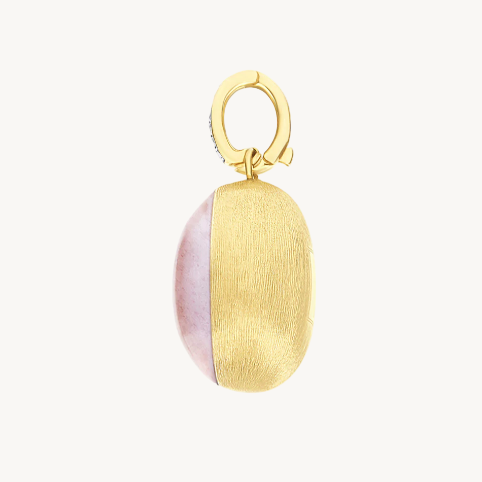 Nanis Muse Boule Pink Quartz Pendant in Gold with Diamonds (Large) Necklace at Orsini