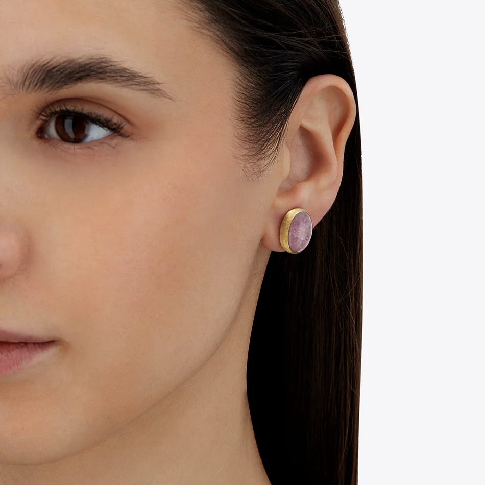 Nanis Muse Pink Quartz Earrings in Gold (Small)