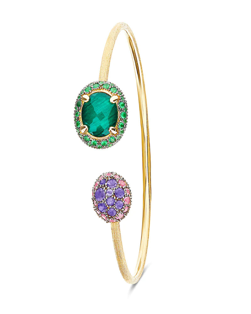Nanis Reverse Gold, Sapphire, Tsavorite, Amethyst. Green Labradorite and Rock Crystal Bracelet - Orsini Jewellers