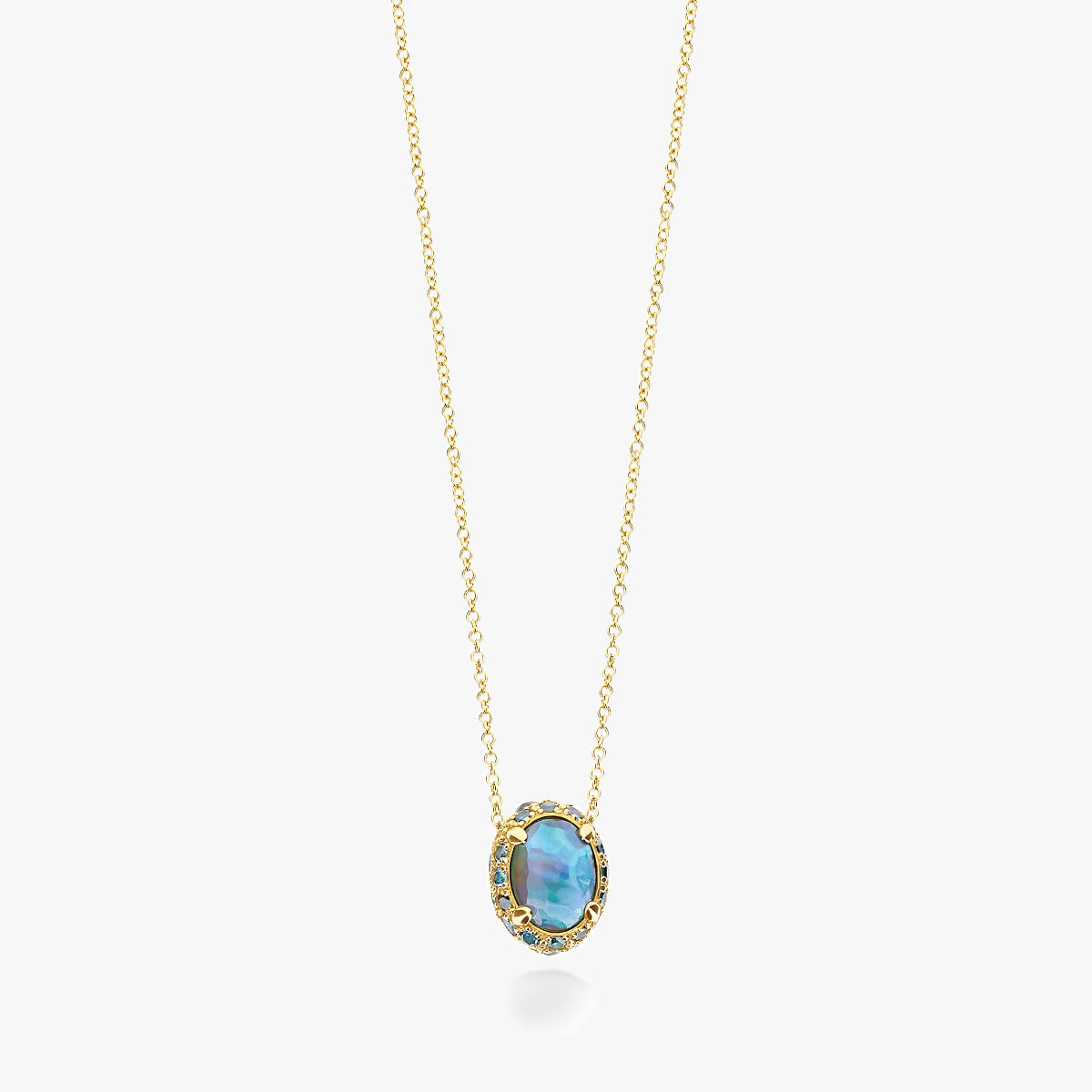 Nanis Reverse Blue Diamonds, Swiss Blue Topaz, Green Sapphires and London Blue Topaz Reversible Necklace CS30-584_GG