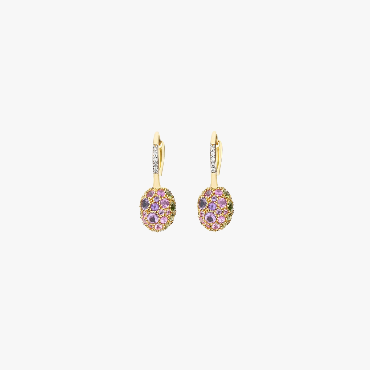 Nanis Reverse Gold, Sapphire, Tsavorite, Amethyst, Green Labradorite and Rock Crystal Double Face Earrings - Small