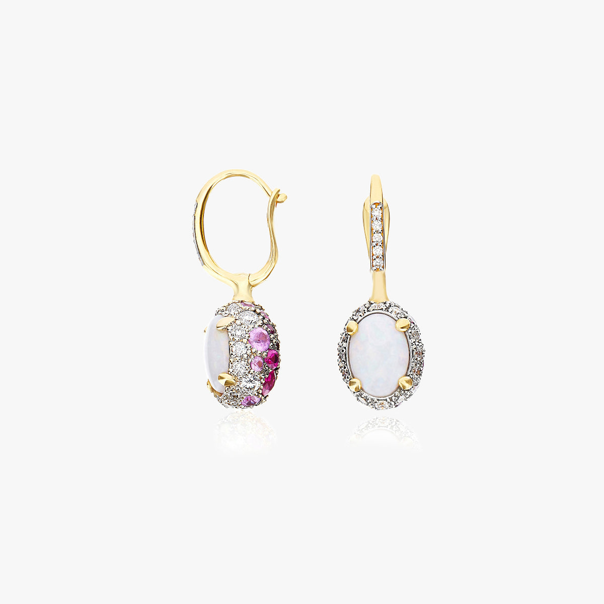 Nanis Reverse Opal, Pink Sapphire & Ruby Drop Earrings - Small