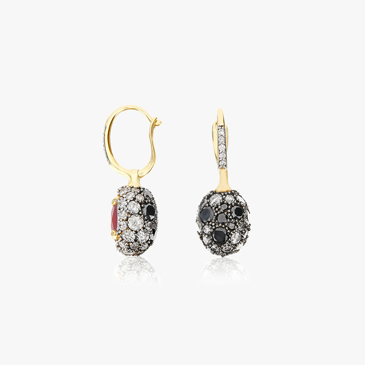 Nanis Reverse Ruby & Diamond Drop Earrings - Small Side