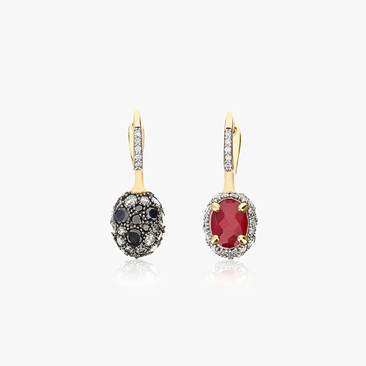 Nanis Reverse Ruby & Diamond Drop Earrings - Small