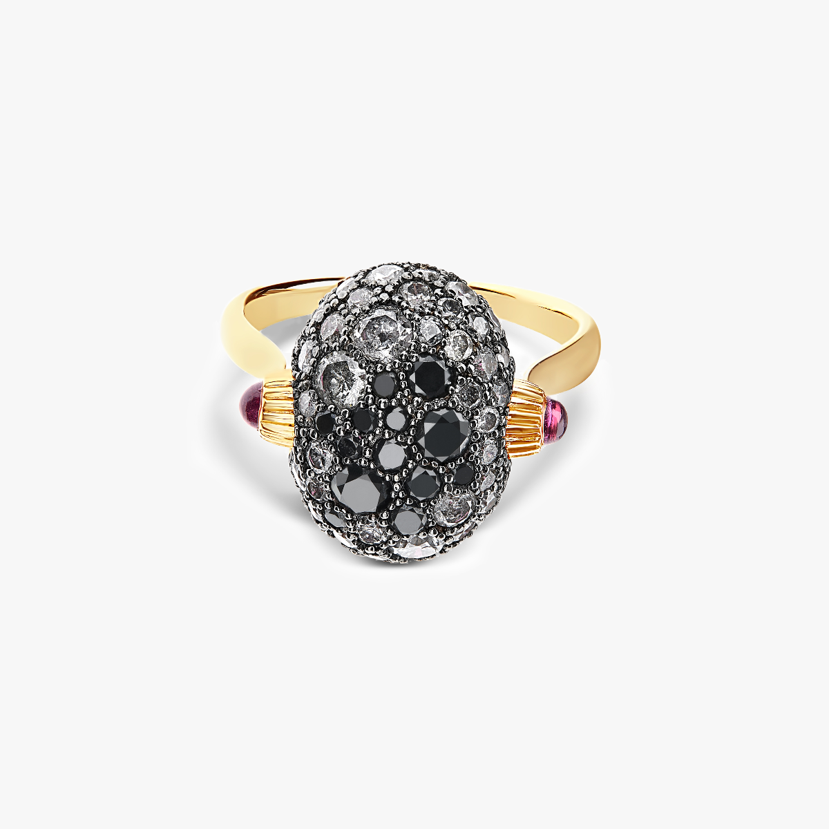Nanis Reverse Ruby and Diamond Ring - Medium black diamond side