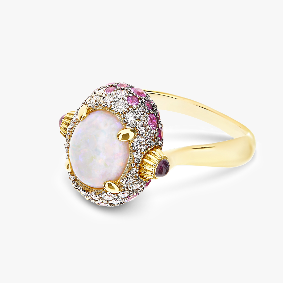 Nanis Reverse White Australian Opal and Gemstone Ring - Medium