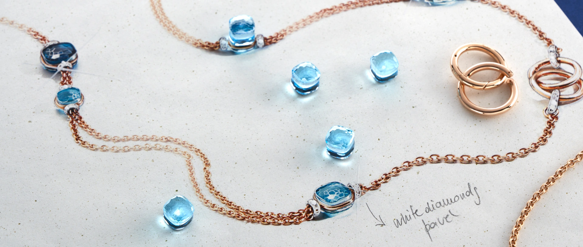 nudo behind the scenes jewellery creation blue topaz gemstone jewels pomellato