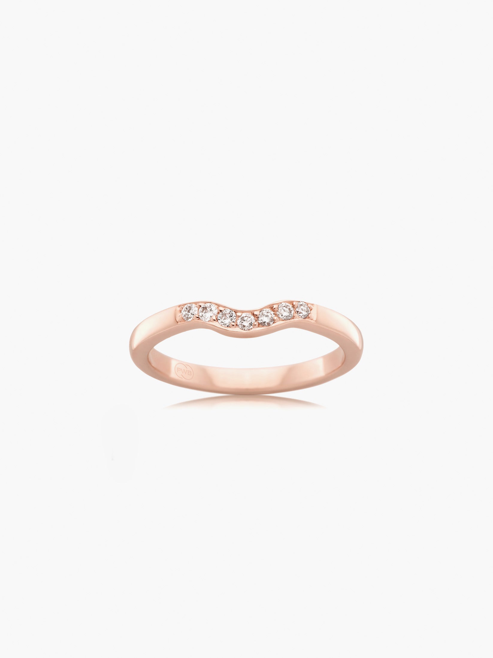 Orsini Diamond Detail Fitted Curve Wedding Ring in Rose Gold