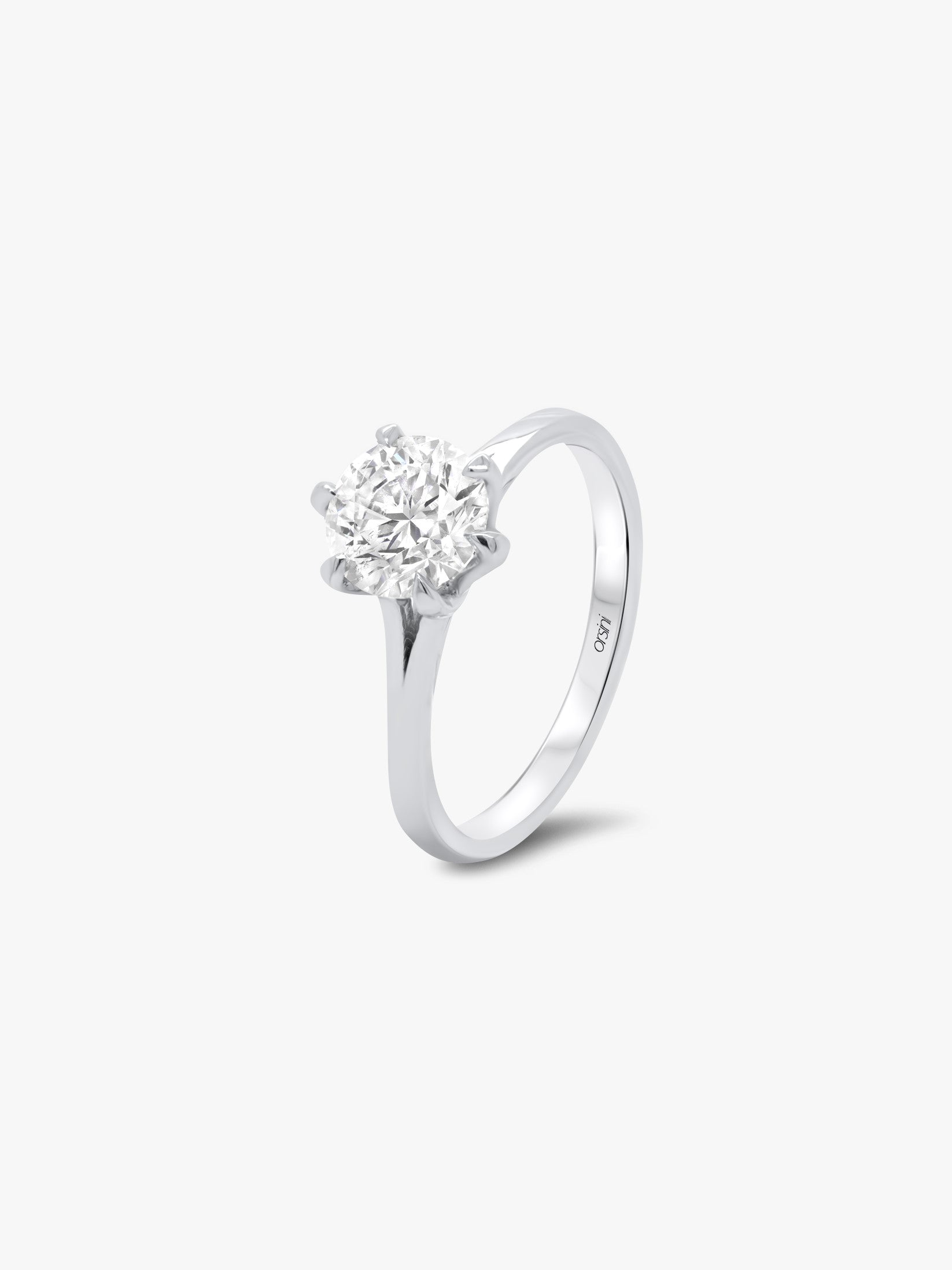 Orsini Fine Jewellery Solitaire Diamond Ring Ducale Design White Gold.