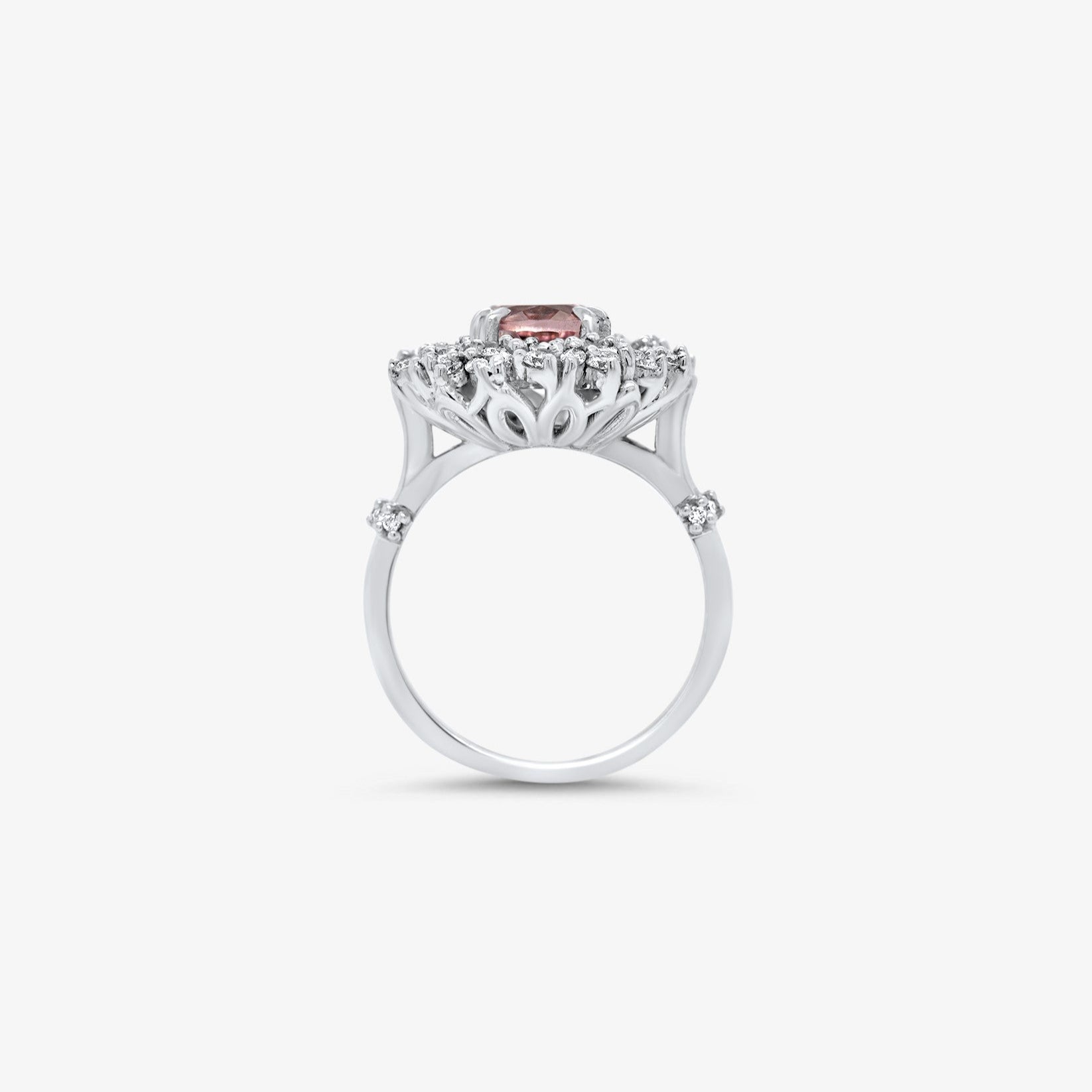 Pink Morganite and Diamond Ring in 18k White Gold Bespoke Jewellery at Orsini