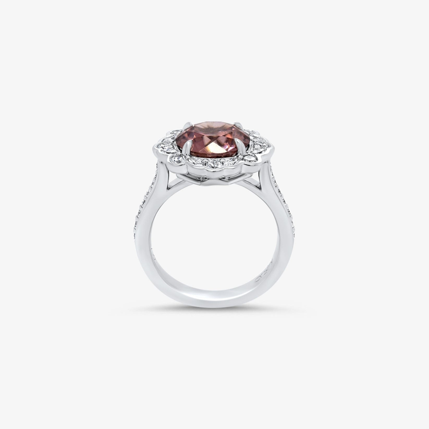 Pink Zircon and Diamond Ring in 18k White Gold Orsini Fine Jewellery Bespoke custom made