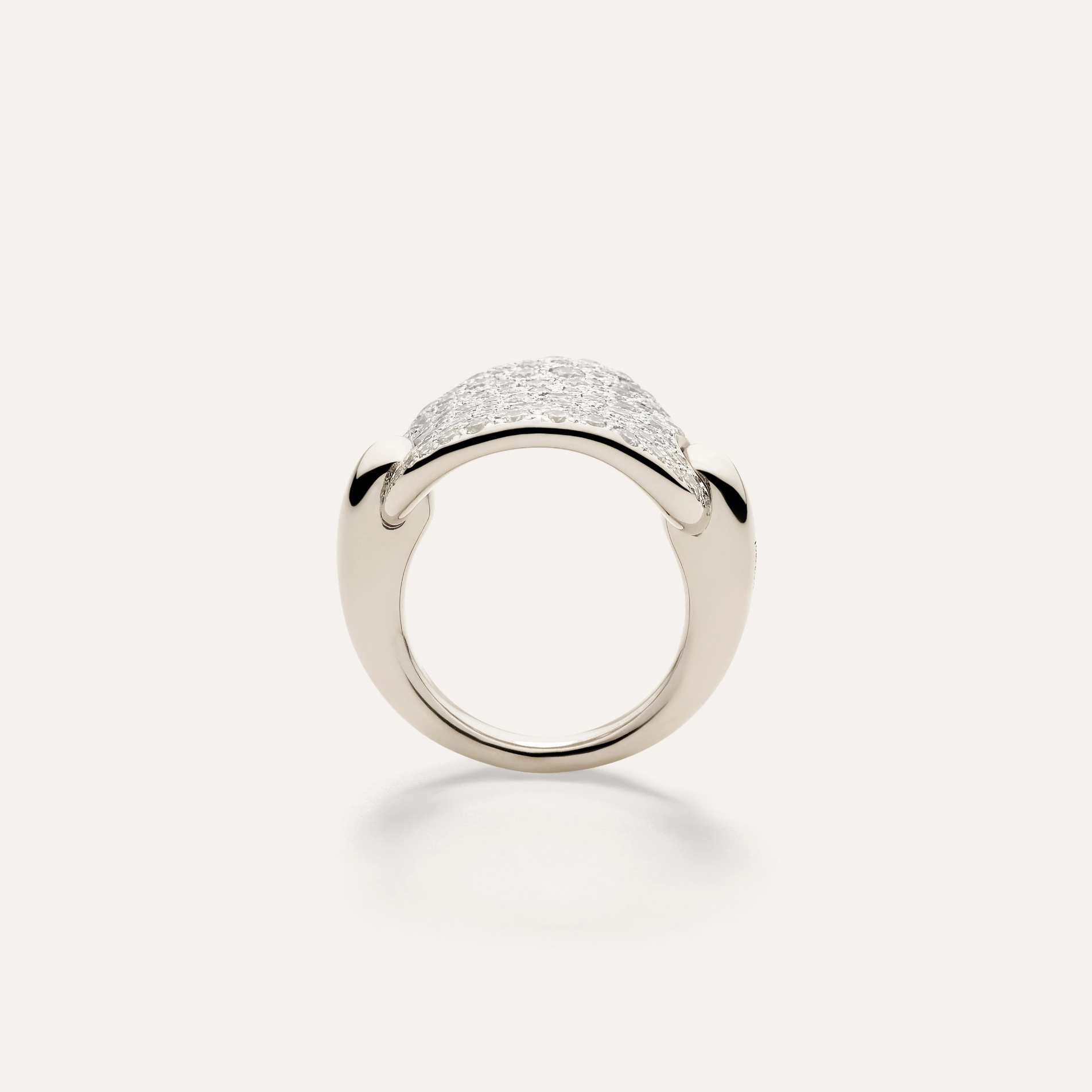 Large Sabbia white gold ring with diamonds