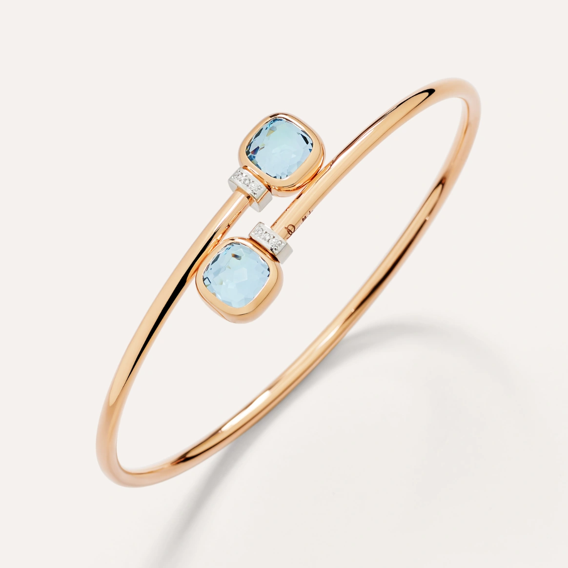 Pomellato nudo mini bangle bracelet with sky blue topaz gemstones jewellery designer