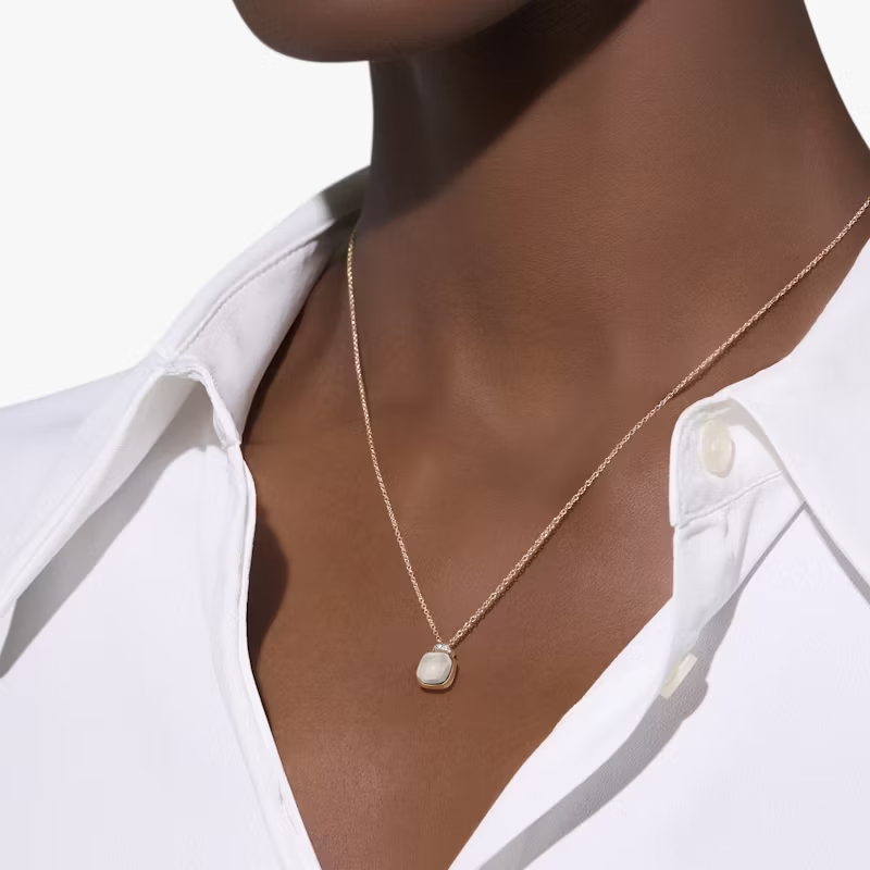 pomellato nudo mini necklace in white gemstone