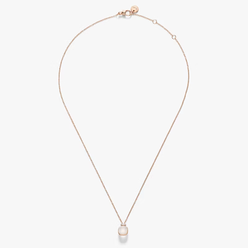 Pomellato nudo necklace in white milky quartz gemstone in gold
