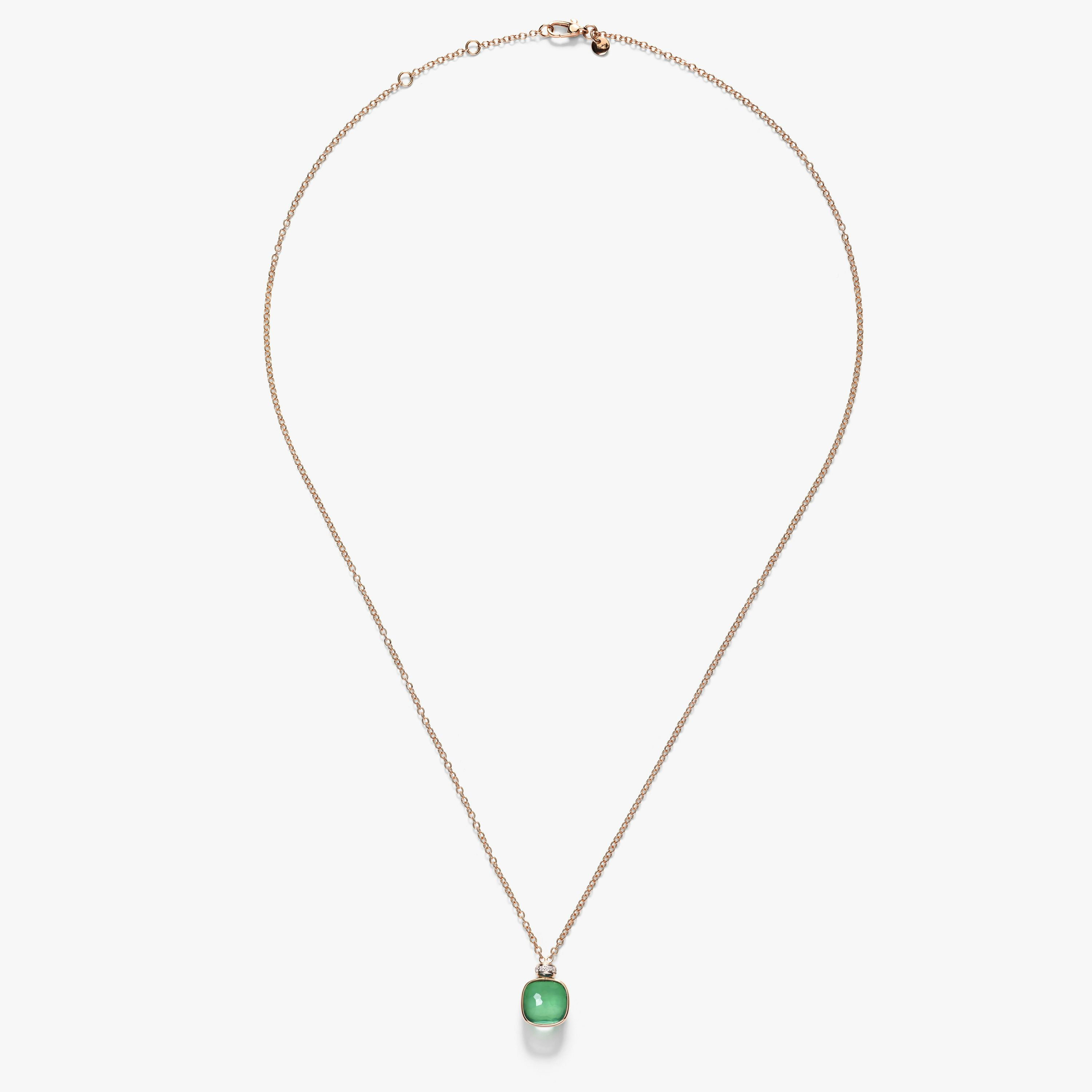 Pomellato Nudo Necklace 18k Gold Prasiolite with Green Agate and Diamonds at Orsini