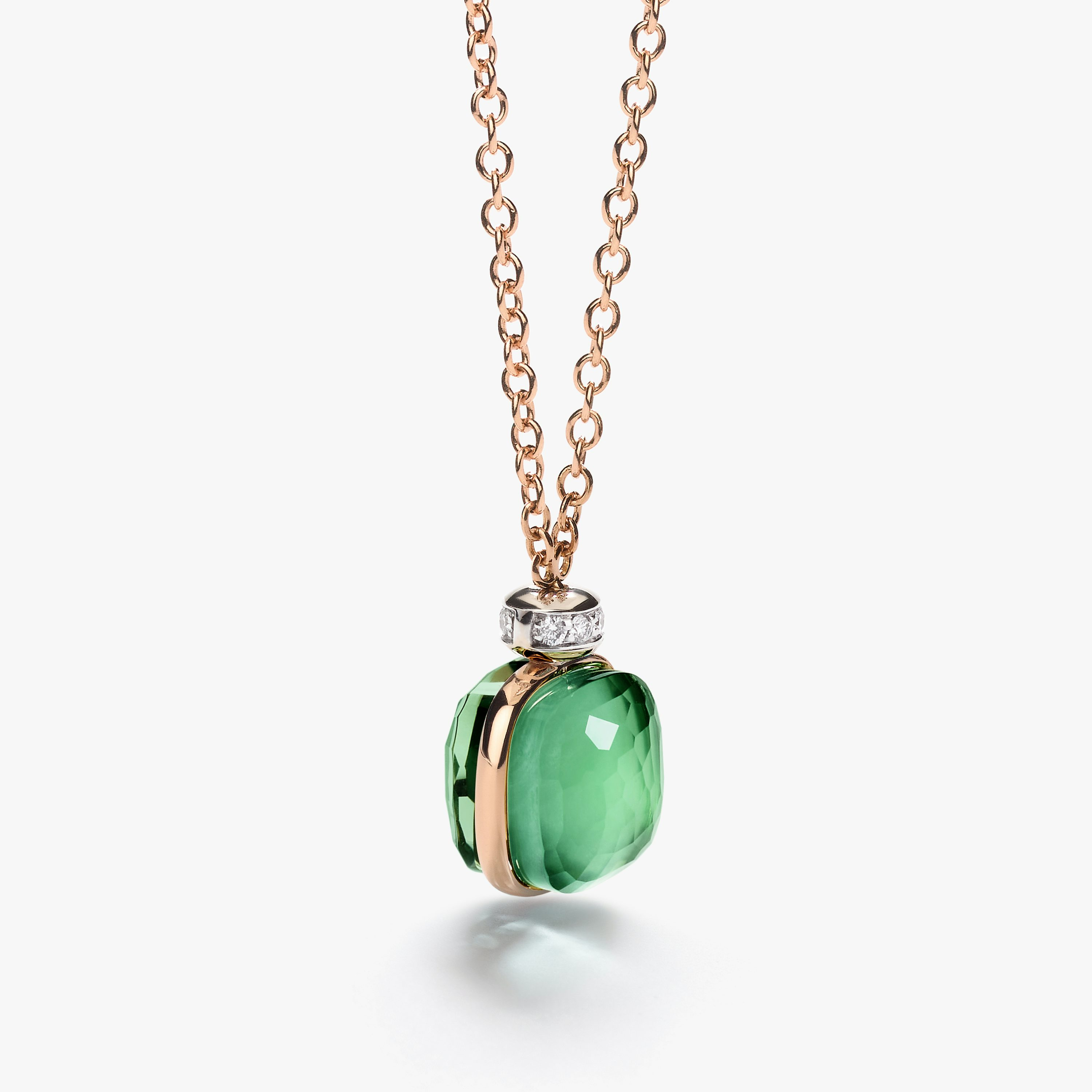 Pomellato Nudo Necklace 18k Gold Prasiolite with Green Agate and Diamonds