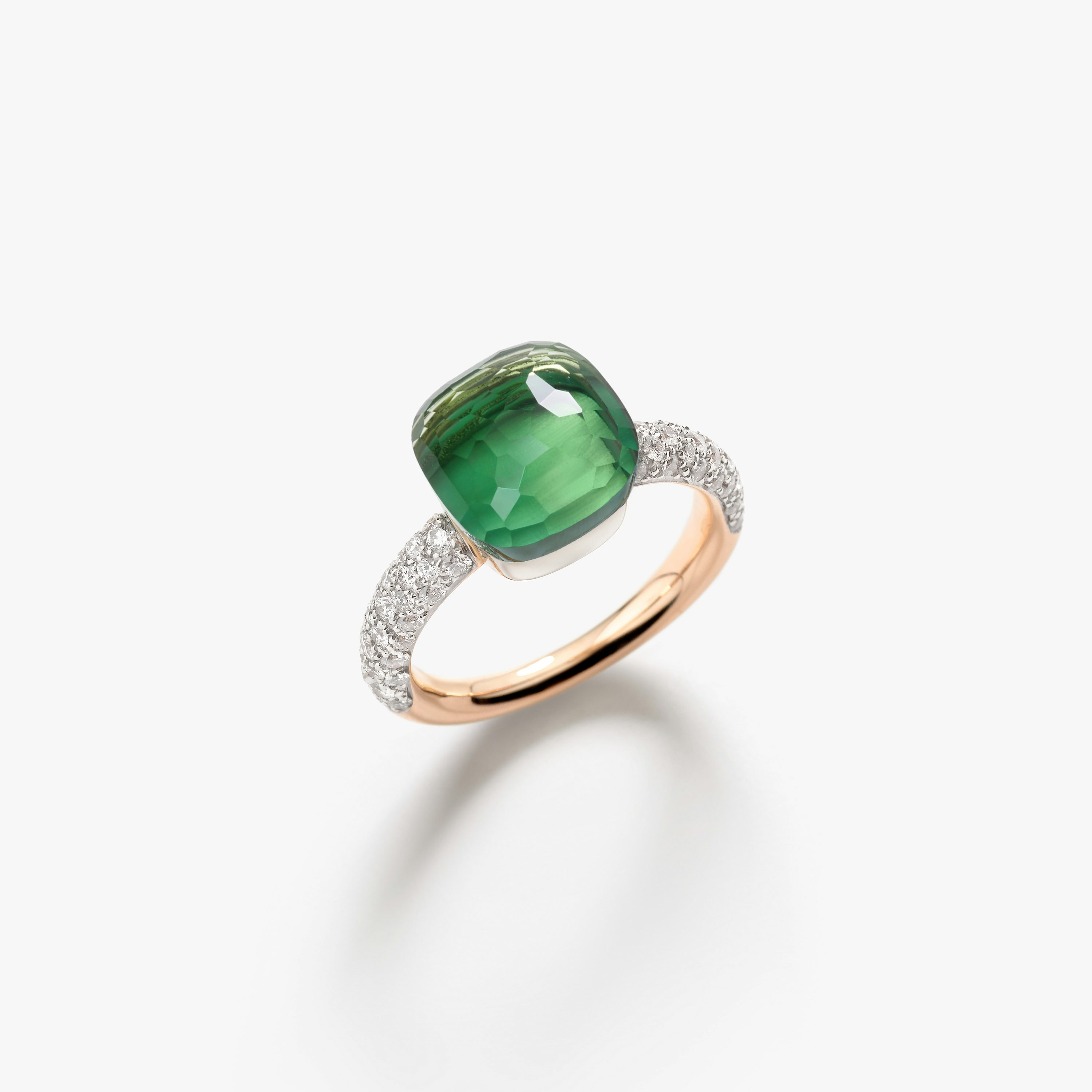 Pomellato Nudo Ring 18k Gold Prasiolite with Green Agate and Diamonds