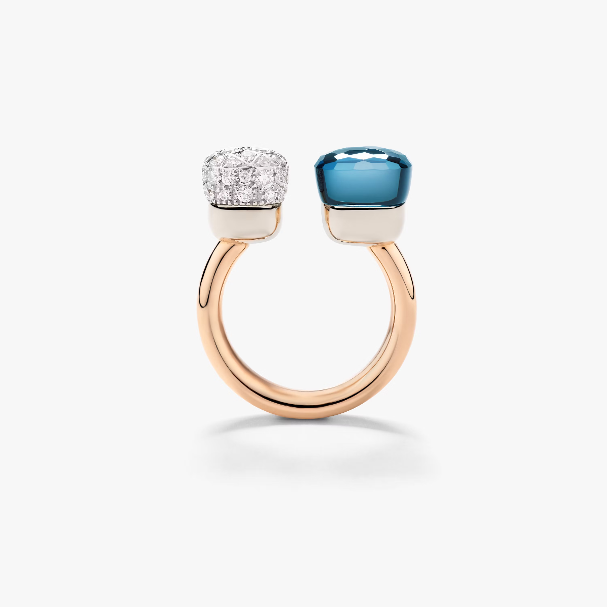 Pomellato Nudo Toi Et Moi Ring in 18k Gold with London Blue Topaz Diamonds PAC4020_O6WHR_DB0TL