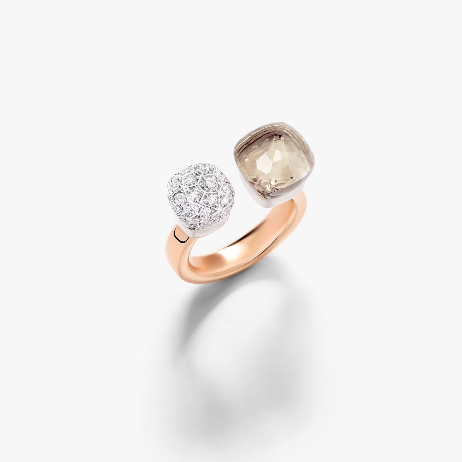 Pomellato Nudo Toi Et Moi Ring in 18k Gold with White Topaz and Diamonds PAC4020_O6WHR_DB0TB