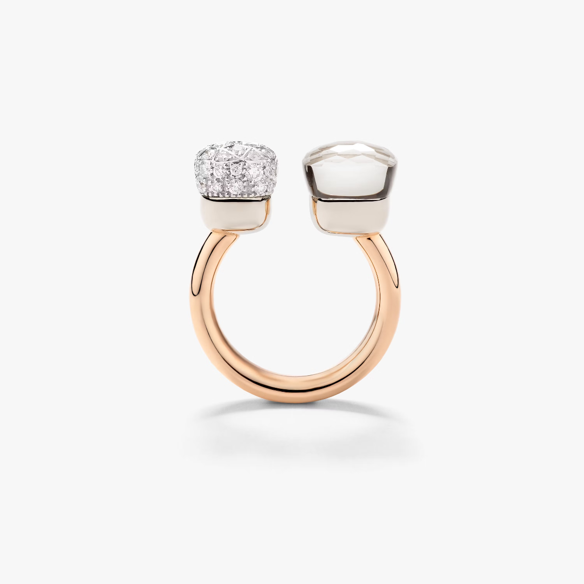 Pomellato Nudo Toi Et Moi Ring in 18k Gold with White Topaz Diamonds PAC4020_O6WHR_DB0TB