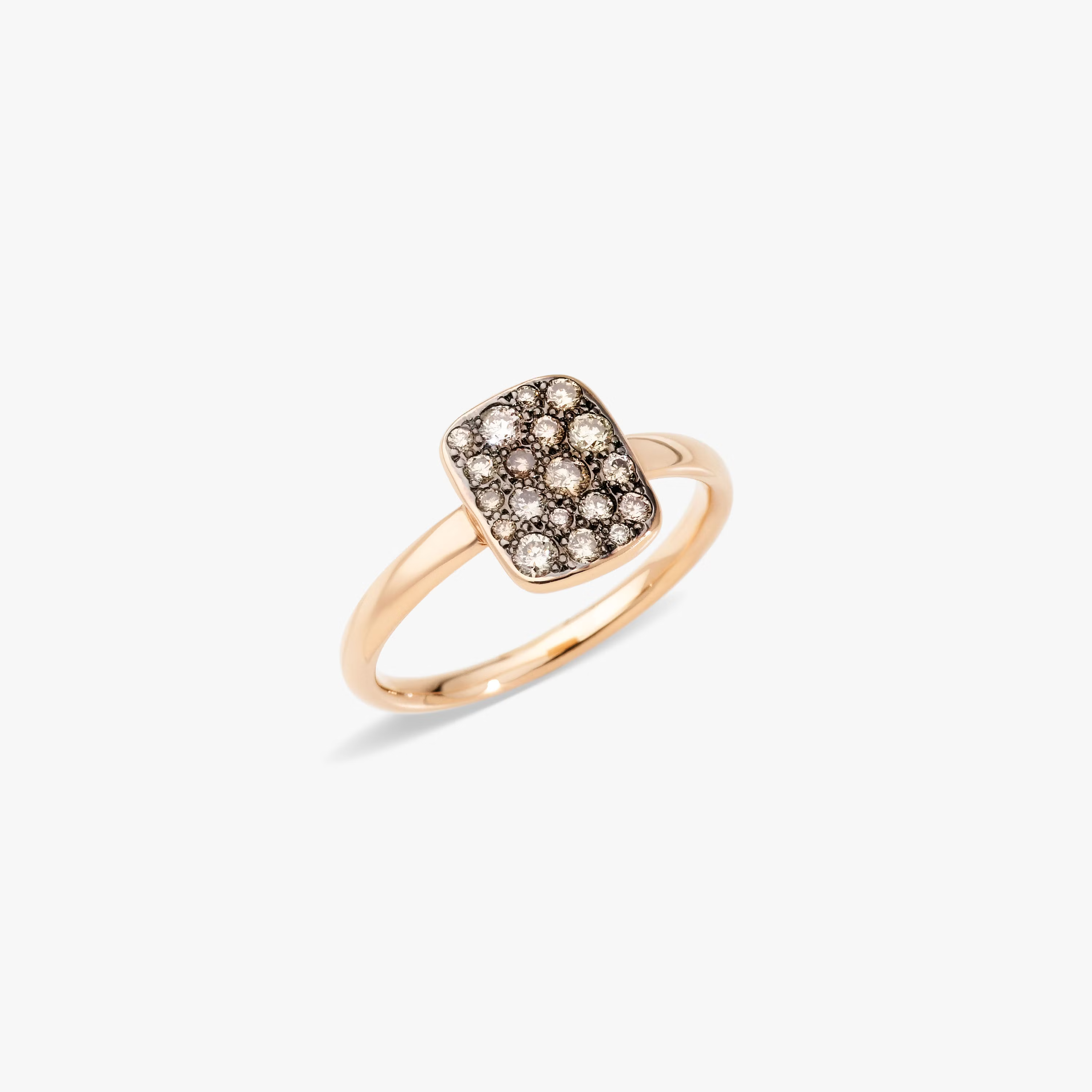 Pomellato Sabbia Rectangular Ring in 18k Rose Gold with Black Diamonds PAB9032_O7000_DBR00
