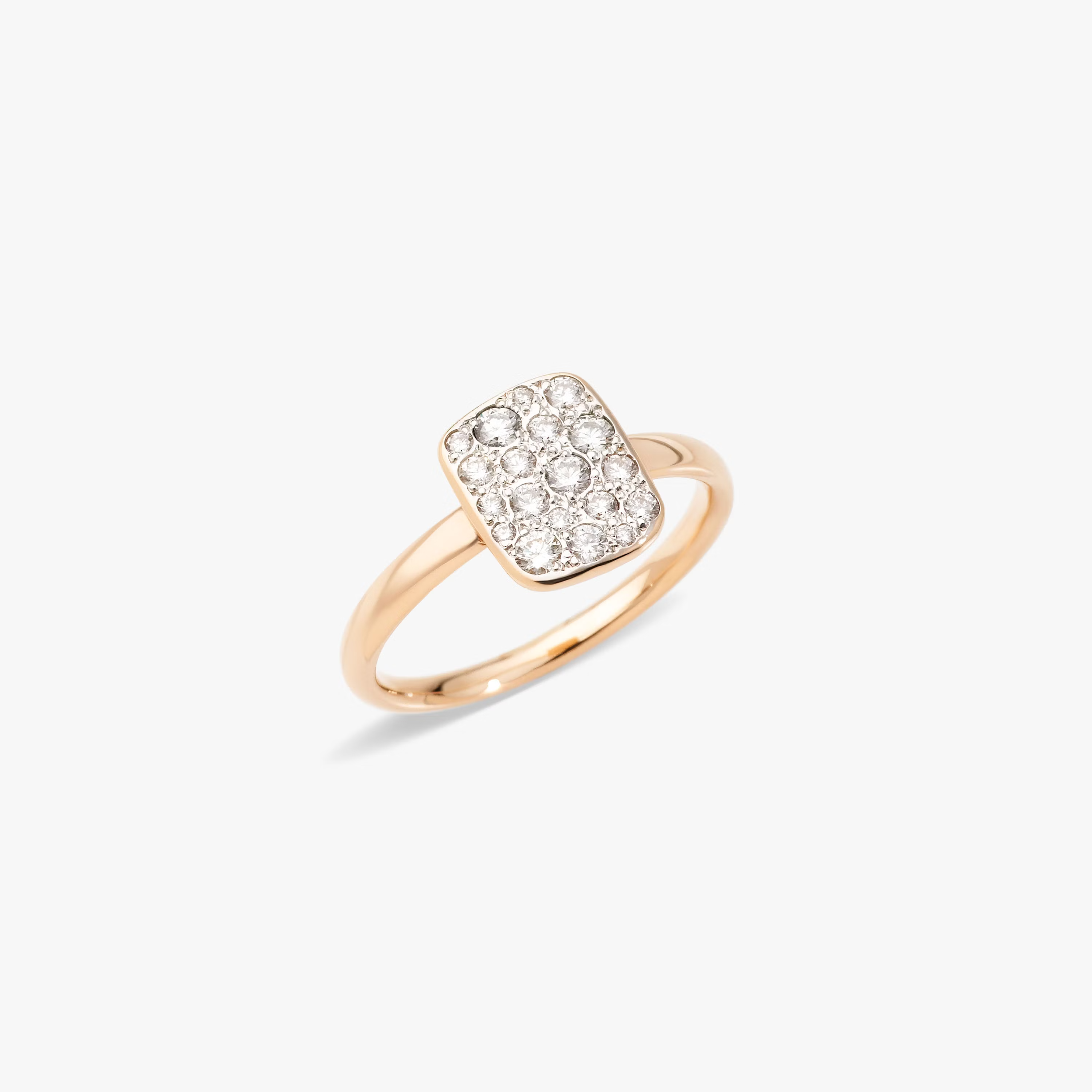 Pomellato Sabbia Rectangular Ring in 18k Rose Gold with Diamonds PAB9032_O7000_DB000_10