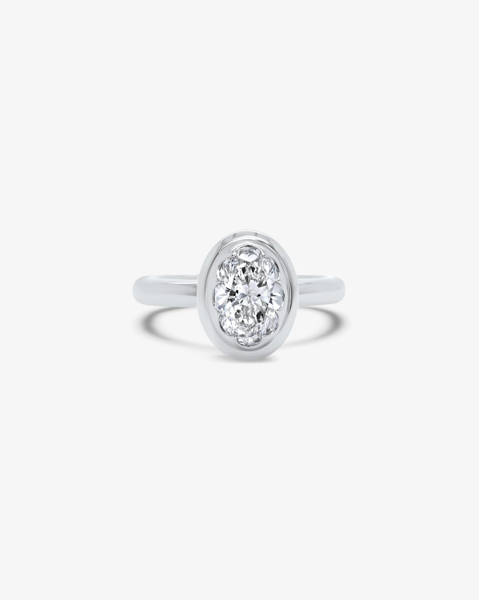 Rosa Oval Solitaire Diamond Engagement Ring in White Gold