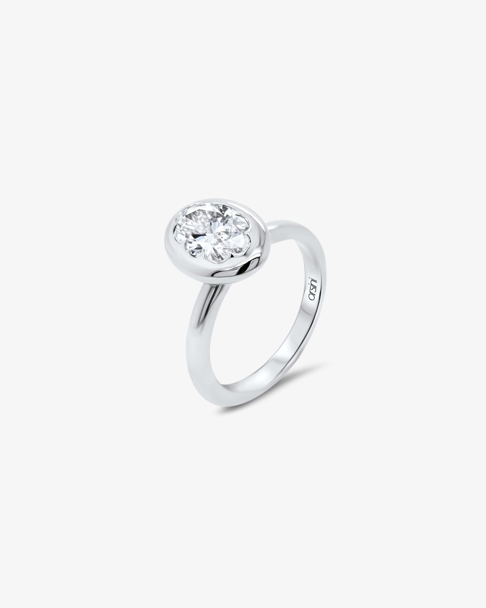 Rosa Oval Solitaire Diamond Engagement Ring in White Gold