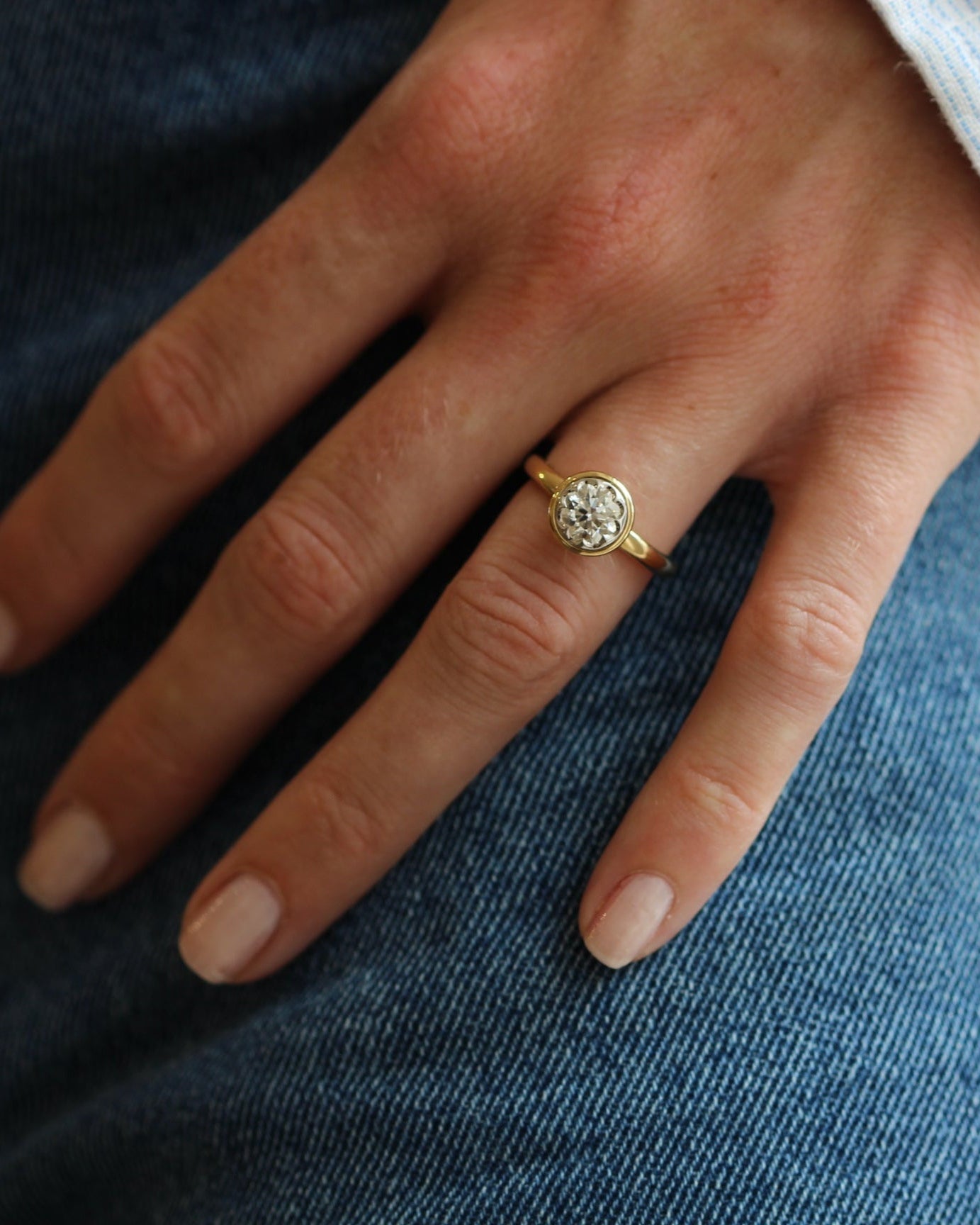 Rosa Solitaire Diamond Engagement Ring in White Gold