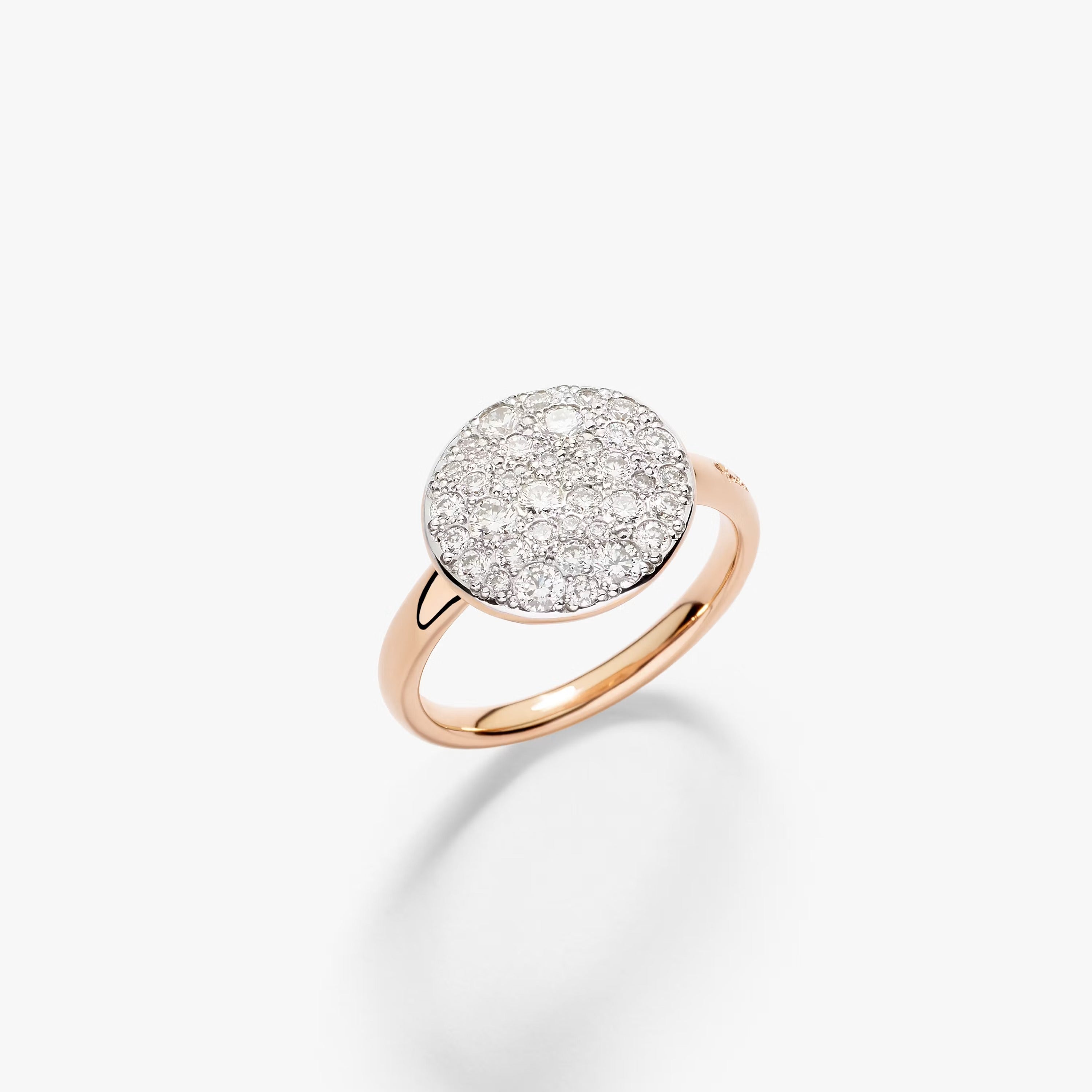 Pomellato Sabbia Ring in 18k Rose Gold with White Pave Diamonds large
