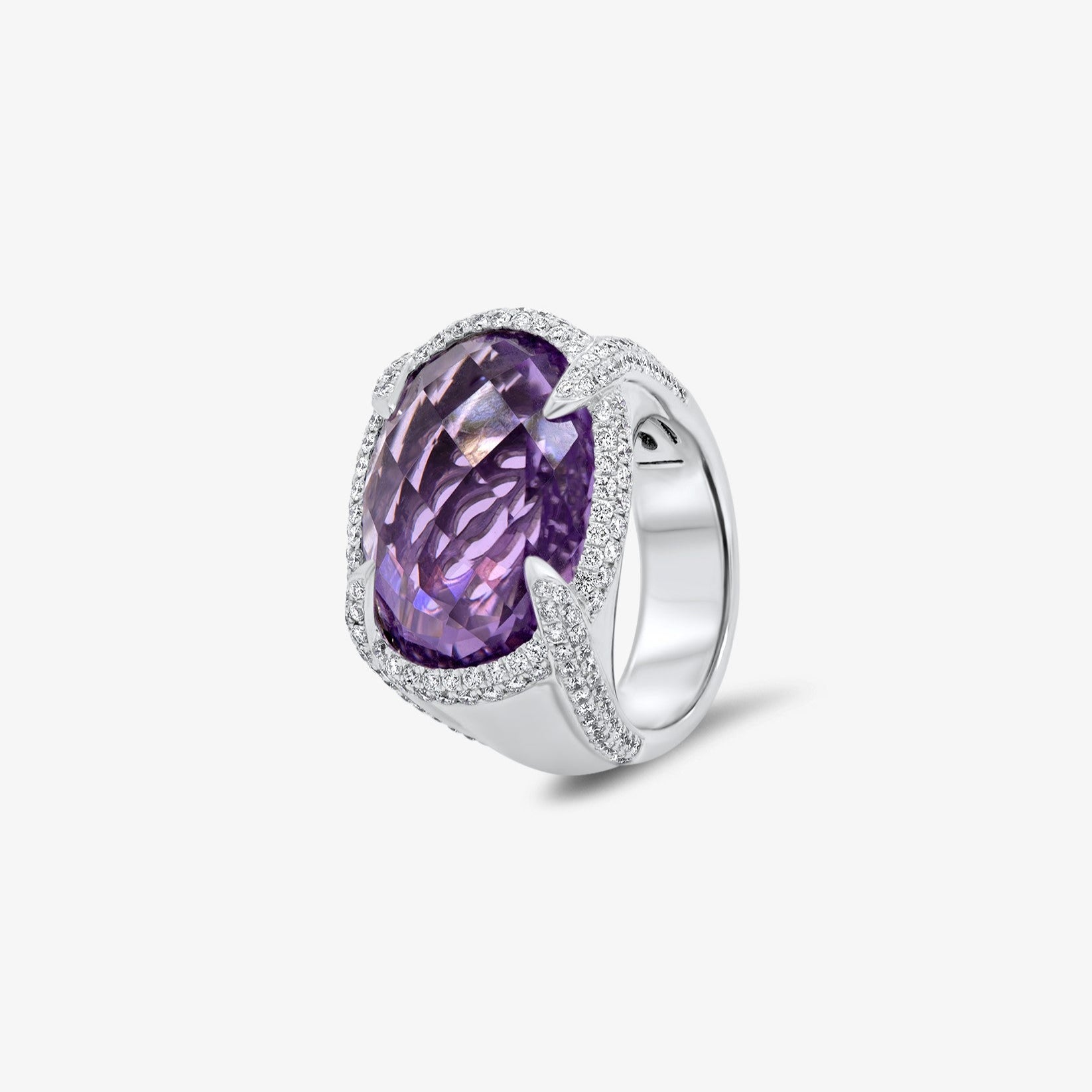 Sahara Ring in 18k White Gold with Amethyst and Diamonds